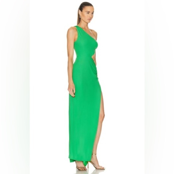 Fleur du Mal Asymmetric Side Knot Dress One-Shoulder Green Women’s XS cutouts - Picture 9 of 11